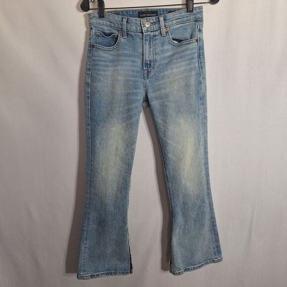 Lucky Brand Womens Flare Jeans Country Western Boho Distressed Slits Size 0 - Picture 2 of 13